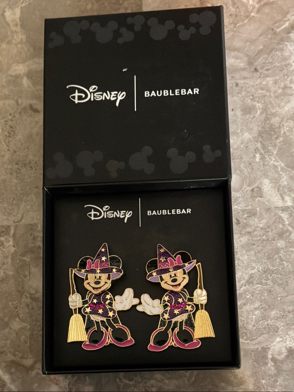 BaubleBar Minnie Witch Earrings in Black, Pink & Gold